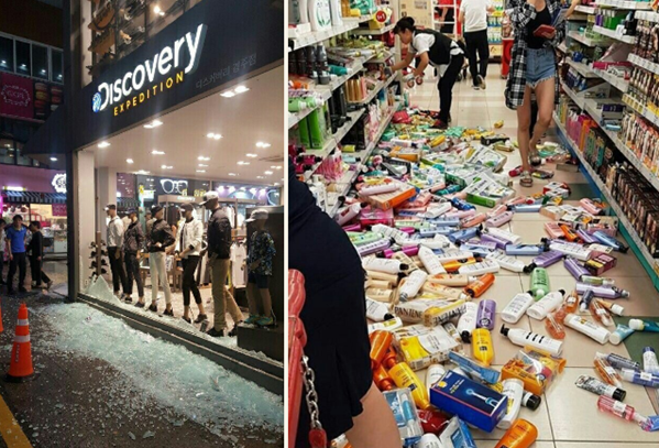 ▲ 13일 SNS 사용자들은 경주 지진 피해 상황이 담긴 사진을 공유하고 있다. ⓒ트위터 사진 캡쳐