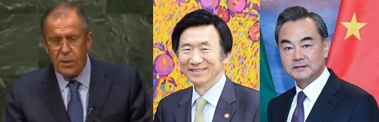 ▲ 북한의 5차 핵실험 도발 이후 더욱 강력한 대북제재의 필요성이 대두되고 있다. 이러한 가운데 중국과 러시아는 유엔 안전보장이사회(유엔 안보리)의 새로운 대북제재 결의가 신속히 채택되어야 한다는데 한목소리를 냈다. 사진은 (왼쪽부터) 세르게이 라브로프 러시아 외교장관, 윤병세 외교부 장관, 왕이 中외교부장.ⓒUN, 외교부, 中외교부