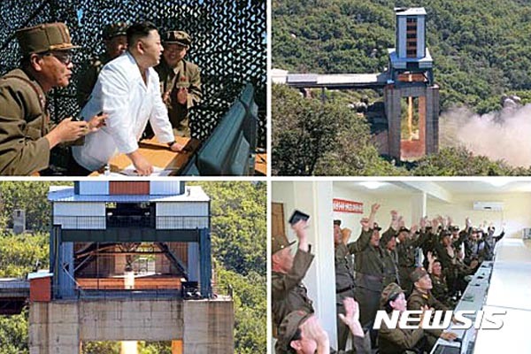 ▲ 北선전매체들은 김정은이 서해 미사일 시험장을 찾아 신형 로켓엔진의 지상발사시험을 참관했다고 전했다. ⓒ뉴시스. 北노동신문 캡쳐. 무단전재 및 재배포 금지.