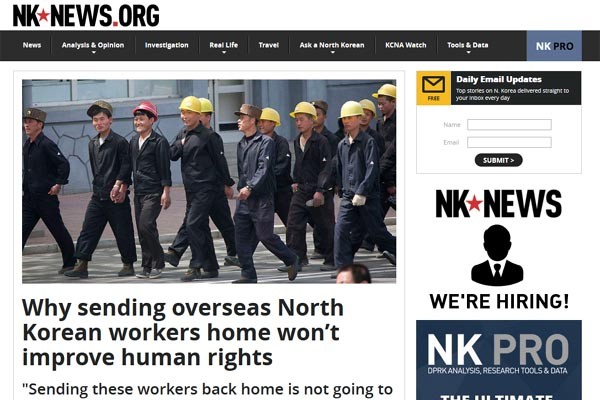 국제사회는 북한 김정은 집단이 근로자들을 해외송출한 뒤 임금을 착취해 핵무기와 미사일을 개발하고 있다고 추정한다. 사진은 북한전문매체 'NK뉴스'의 북한 근로자 해외송출 관련 보도. ⓒNK뉴스 북한 근로자 관련보도 캡쳐