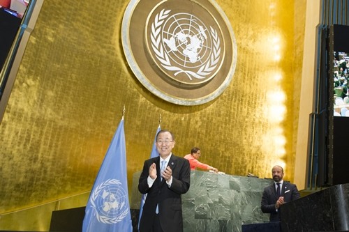 반기문 총장은 임기 중 마지막 유엔총회 연설을 통해 양성평등 신장을 위한 그간의 노력을 회고했다. 사진은 반기문 총장.ⓒUN