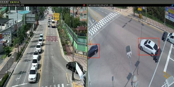 ▲ 충북지방경찰청이 청주시내 24개 교차로에 설치한 돌발관리 시스템 운용 모니터 화면.ⓒ충북지방경찰청