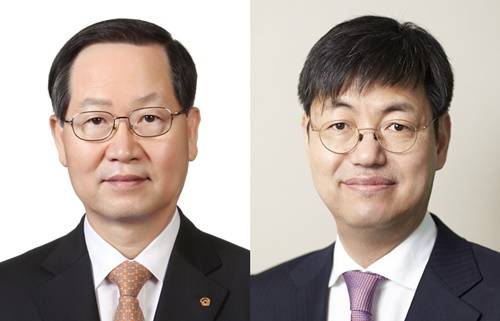 ▲ 금춘수 부회장(왼쪽)과 조현일 사장(오른쪽)의 모습.ⓒ한화그룹