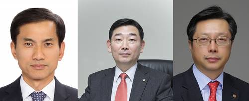 ▲ 왼쪽부터 한화테크윈 시큐리티부문 이만섭 대표이사 내정자, 한화63시티 김광성 대표이사 내정자, 한화첨단소재 이선석 대표이사 내정자.ⓒ한화그룹