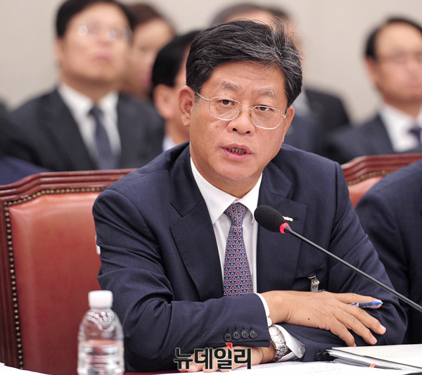 ▲ 질의에 답변하는 김재홍 대한무역투자진흥공사 사장 ⓒ 뉴데일리 공준표