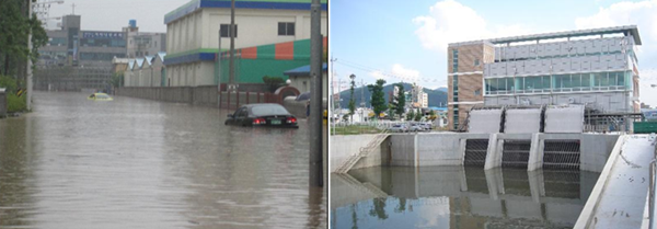 ▲ 국민안전처는 '재해취약지역 해소사업' 결과 경남 양산 북정지구의 침수피해가 개선됐다고 밝혔다. ⓒ국민안전처