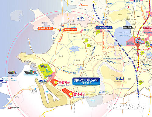 ▲ 황해경제자유구역 지도 ⓒ 뉴시스