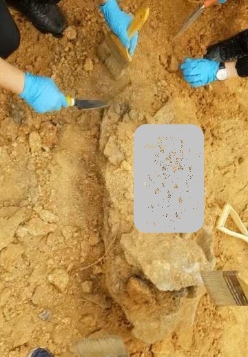 ▲ 충북 청주상당경찰서 직원들이 18일 음성군 대소면에서 암매장 현장을 발굴하고 있다.ⓒ청주상당경찰서