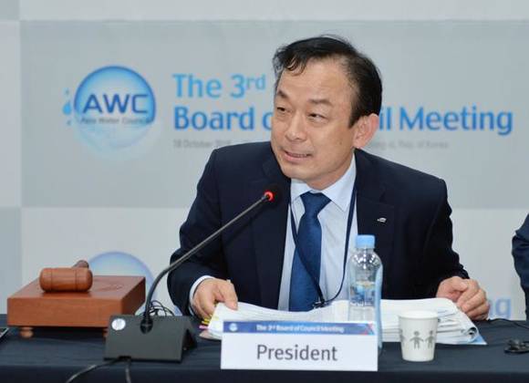 ▲ 아시아물위원회 회장으로 선출된 이학수 수공 사장.ⓒ수공