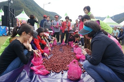 ▲ 제9회 밀양대추축제에서 관광객들이 대추를 구매하고 있다.ⓒ밀양시 제공