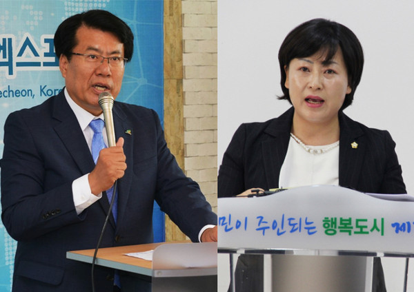 ▲ 이근규 시장(왼쪽)과 김꽃임 제천시의회 의원.ⓒ제천시, 제천시의회