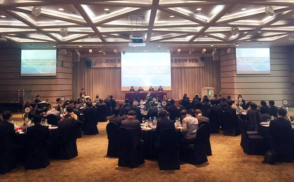 ▲ 쌍용차는 지난 15일 수원 호텔 캐슬에서 중부지역 협동회 경영현황 설명회를 개최했다.ⓒ쌍용자동차