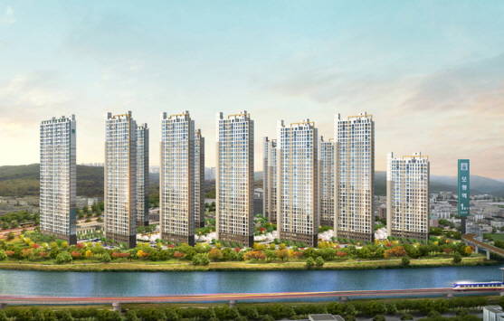 ▲ 착한분양가로 내 집 마련이 가능한 '용인 보평역 서희스타힐스 에버파크' 광역투시도. ⓒ 서희건설