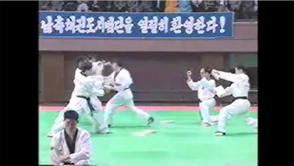 ▲ 과거 남북 태권도 교류 당시 북한 태권도 시범단의 시연 장면. ⓒ유튜브 공개 영상 캡쳐
