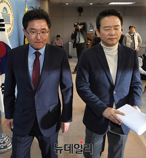▲ 같은 날 새누리당 김용태 의원과 남경필 경기도지사는 탈당 기자회견을 열었다. ⓒ뉴데일리 이종현 기자