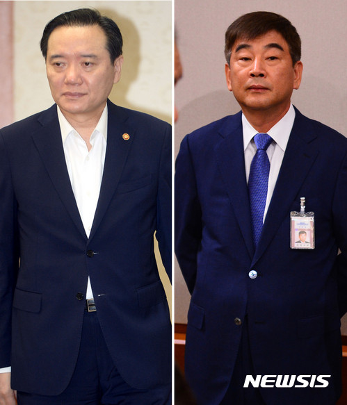 ▲ 김현웅 법무부 장관(좌)과 최재경 청와대 민정수석. ⓒ뉴시스