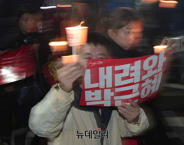 ▲ '박근혜 대통령 하야 촛불집회'에 참석한 시민. ⓒ뉴데일리 정상윤 기자