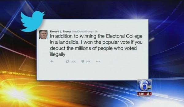 힐러리 측이 '질 스타인'의 대선 재검표에 동참하기로 했다는 소식을 들은 트럼프 당선자는 "그렇다면 수백만 명에 이르는 '무투표권자'의 선거참여도 가려내자"는 주장을 폈다. ⓒ美ABC뉴스 관련보도 화면캡쳐