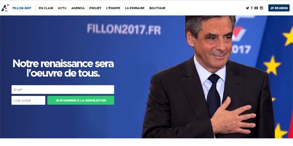 ▲ 프랑수아 피용 프랑스 공화당 대선후보의 공식 홈페이지. ⓒ피용2017 홈페이지 캡쳐