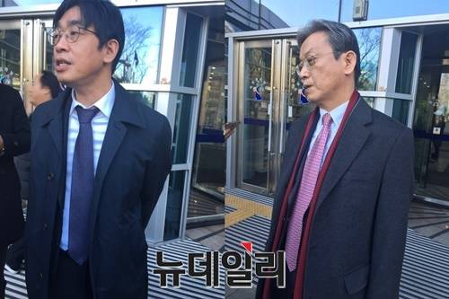▲  신정숙 씨 측 이현곤 변호인, 신격호 총괄회장 측 김수창 변호인ⓒ뉴데일리