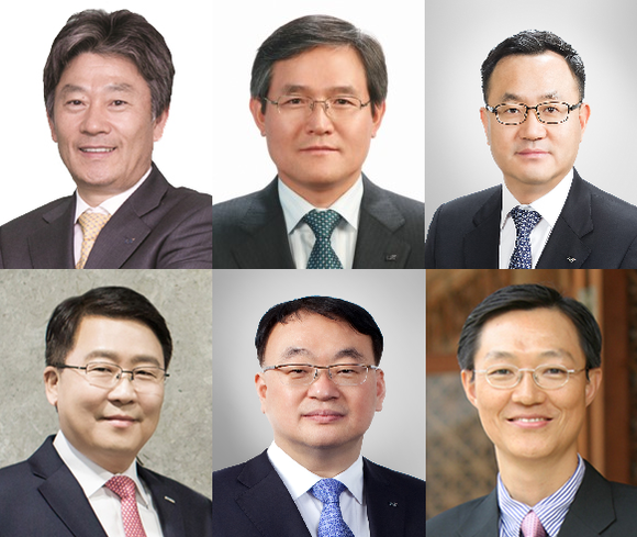 ▲ 윗줄 왼쪽부터 시계방향으로 이학성 (주)LS 기술전략부문장 CTO 사장, 도석구 LS-Nikko동제련 대표이사 CEO 사장, 명노현 LS전선 대표이사 CEO 부사장, 이익희 LS글로벌 대표이사 CEO 부사장, 윤재인 가온전선 대표이사 CEO  부사장, 김연수 LS엠트론 대표이사 CEO 부사장.ⓒLS그룹