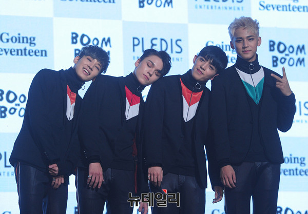 ▲ 왼쪽부터 원우, 버논 에스쿱스, 민규 ⓒ 뉴데일리 공준표