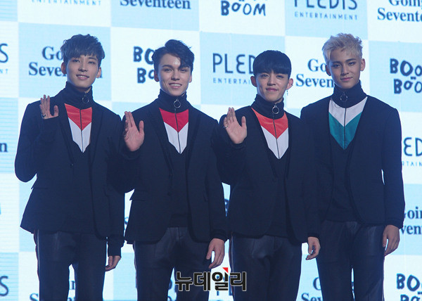 ▲ 왼쪽부터 원우, 버논 에스쿱스, 민규 ⓒ 뉴데일리 공준표