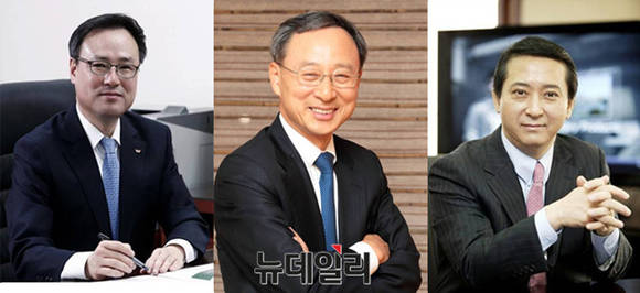 ▲ (왼쪽부터)장동현 SKT 사장, 황창규 KT 회장, 권영수 LGU+ 부회장ⓒ뉴데일리경제DB