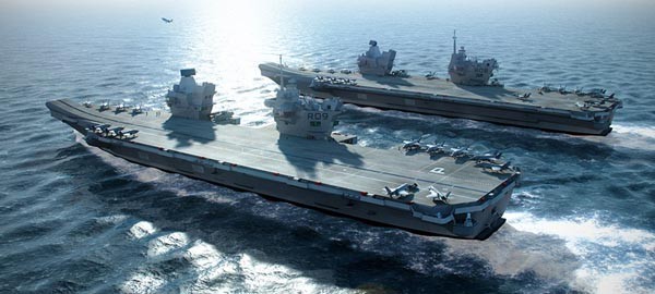 영국 해군은 2017년에 '퀸 엘리자베스' 호를, 2020년에 '프린스 오브 웨일즈' 호를 실전배치할 예정이다. ⓒ英해군 홍보사진
