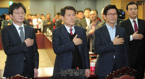 ▲ 왼쪽부터 김문수 전 경기도지사, 이군현 의원, 유승민 의원 ⓒ 뉴데일리 공준표