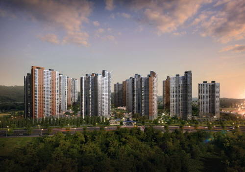 ▲ 도시첨단산업단지를 배후에 둔 e편한세상 춘천 한숲시티 석경투시도. ⓒ 대림산업