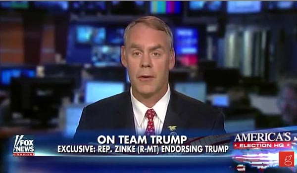 ▲ 지난 5월 대선 유세기간 동안 뉴스에 나와 트럼프에 대해 설명하는 라이언 징크 의원. ⓒ지난 5월 美폭스뉴스 관련화면 캡쳐