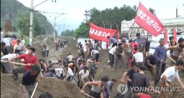 ▲ 지난 9월 말 북한이 선전매체를 통해 공개한 수해복구 현장. ⓒ연합뉴스. 무단전재 및 재배포 금지.