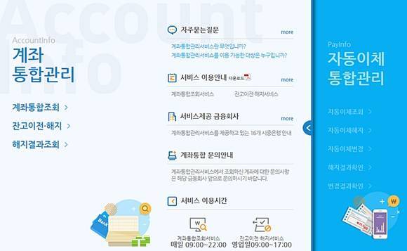 ▲ ⓒ계좌통합관리서비스 화면.