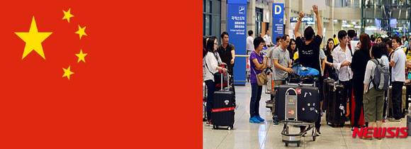 ▲ 중국국기(오성홍기)와 중국관광객 모습ⓒ뉴시스