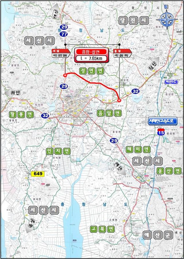 ▲ 음암~성연 간 도로 위치도.ⓒ대전국토청