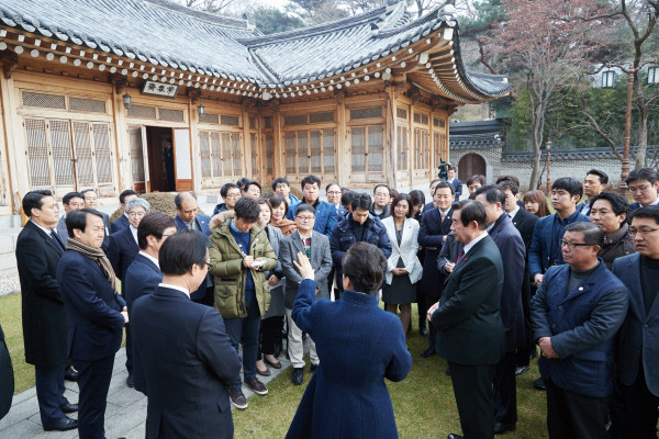 ▲ 1일 청와대 상춘재에서 열린 박근혜 대통령의 신년 인사회. ⓒ청와대 제공