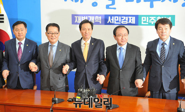 ▲ 더불어민주당-국민의당-정의당 야3당 원내대표 회동. ⓒ뉴데일리 이종현 기자