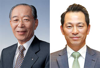 ▲ 왼)강신호 동아쏘시오그룹 명예회장, 오) 강정석 동아쏘시오그룹 회장.ⓒ동아쏘시오홀딩스