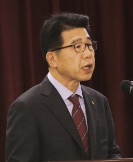 ▲ 이태훈 단양부군수가 취임인사말을 하고 있다.ⓒ단양군