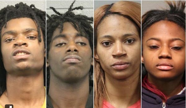 시카고 경찰국이 공개한 백인 장애학생 납치·고문 사건의 용의자들. 이들은 모두 증오범죄를 비롯해 5~가지 혐의로 기소됐다고 한다. ⓒ美폭스뉴스 관련보도 화면캡쳐-시카고PD