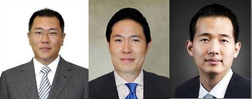 ▲ 왼쪽부터 현대차 정의선 부회장, 효성 조현상 사장, 한화 김동관 전무. ⓒ각 사