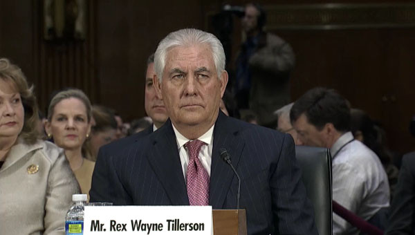 ▲ 지난 11일(현지시간) 美상원 외교위원회의 장관 인준 청문회에 출석한 렉스 틸러슨 美국무장관 내정자. ⓒ美공영 NPR 중계영상 캡쳐