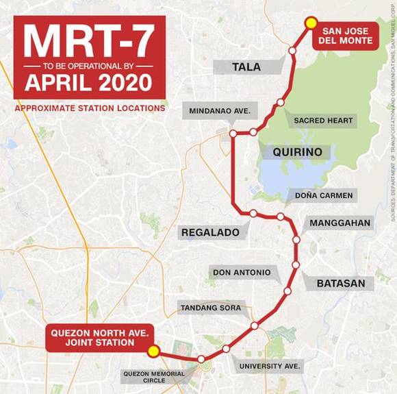 ▲ 필리핀 마닐라 도시철도 7호선(MRT-7) 노선도.ⓒ코레일