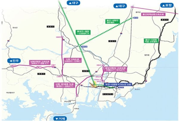 ▲ 김해신공항 연계 광역교통망 조감도ⓒ부산시제공