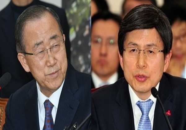 ▲ 북한의 선전매체를 동원한 비난공세가 반기문 前유엔 사무총장에서 황교안 대통령 권한대행으로 옮겨지고 있는 모습이다. 사진은 (왼쪽부터) 반기문 총장, 황교안 권한대행.ⓒ뉴데일리 DB