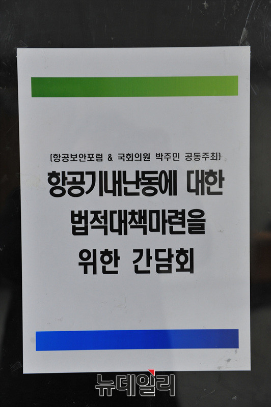 ▲ 2월 2일 항공기내 난동에 대한 법적대책 마련을 위한 국회 간담회 ⓒ뉴데일리 오세진