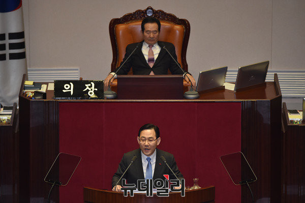 ▲ 바른정당 주호영 원내대표가 7일 국회본회의장에서 교섭단체대표연설을 하고 있다. ⓒ뉴데일리 이종현 기자