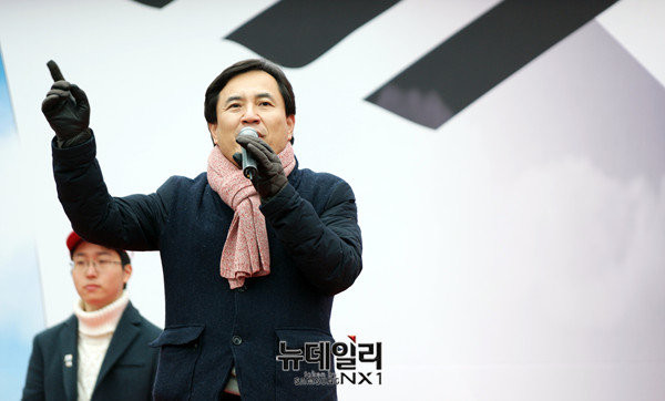 ▲ 새누리당 김진태 의원. 그는 태극기 집회에 처음부터 참석한 국회의원이다. ⓒ뉴데일리 이기륭 기자