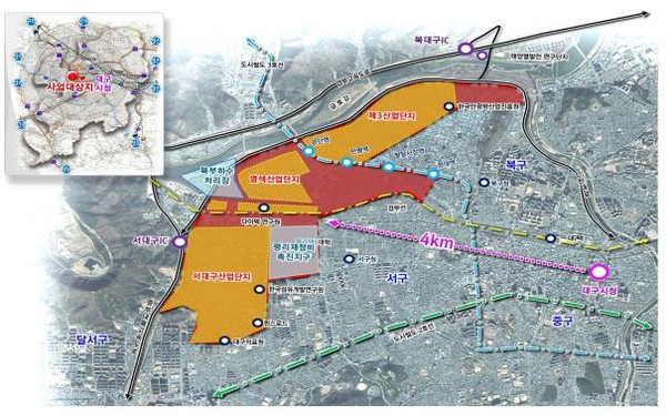 ▲ 대구시가 서구와 북구를 경제기반형 도시재생사업을 통해 탈바꿈시키기 위해 본격 나선다. 사진은 이 사업 위치도.ⓒ대구시 제공